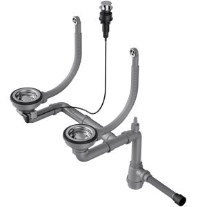 Арматура для двухчашевых моек Omoikiri WK-2-R с клапаном-автомат Сталь 4956506