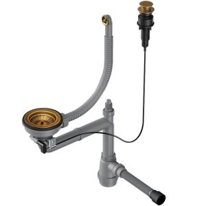 Арматура для одночашевых моек Omoikiri WK-1CL-R с клапаном-автомат Латунь античная 4957092