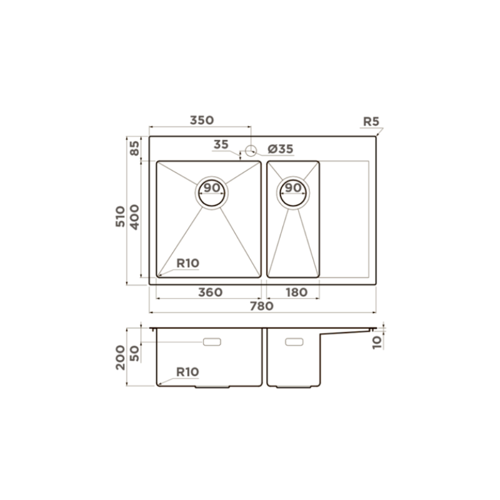 Мойка кухонная Omoikiri Akisame 78 левая Вороненая сталь 4973101 — изображение 4