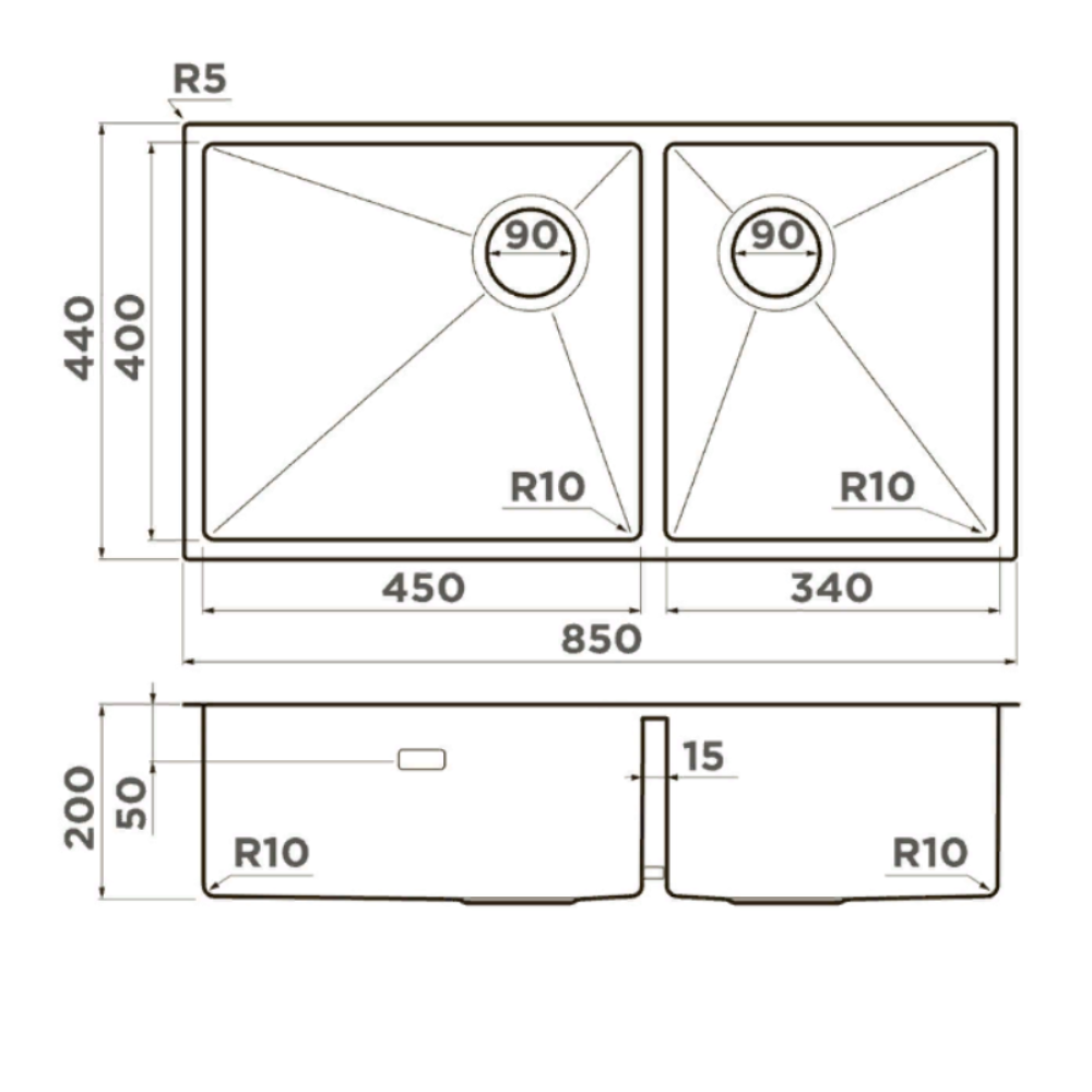 Мойка кухонная Omoikiri Taki Side 85 Хром 4997037 — изображение 4